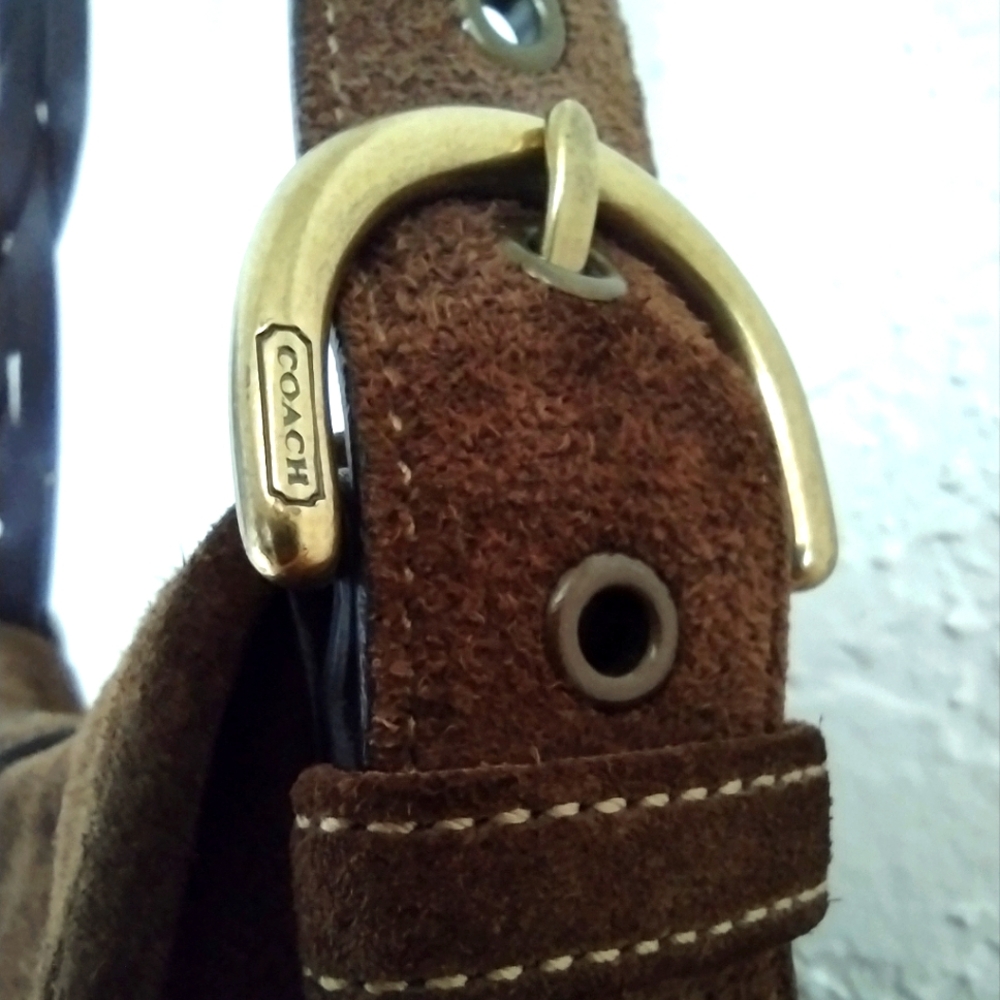 COACH Vintage Rare Brown Suede Fringe Saddlebag Crossbody Nwot 5484 Limited Edit - Picture 4 of 16
